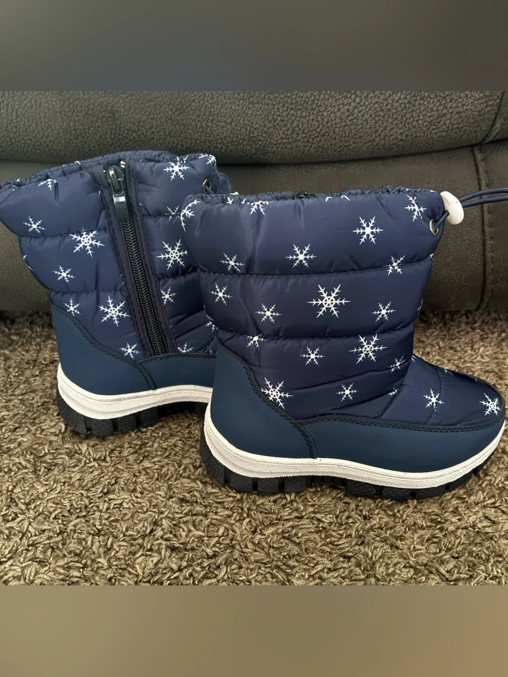 Kids Navy Snowflake Rain & Snow Boots - Insulated Waterproof